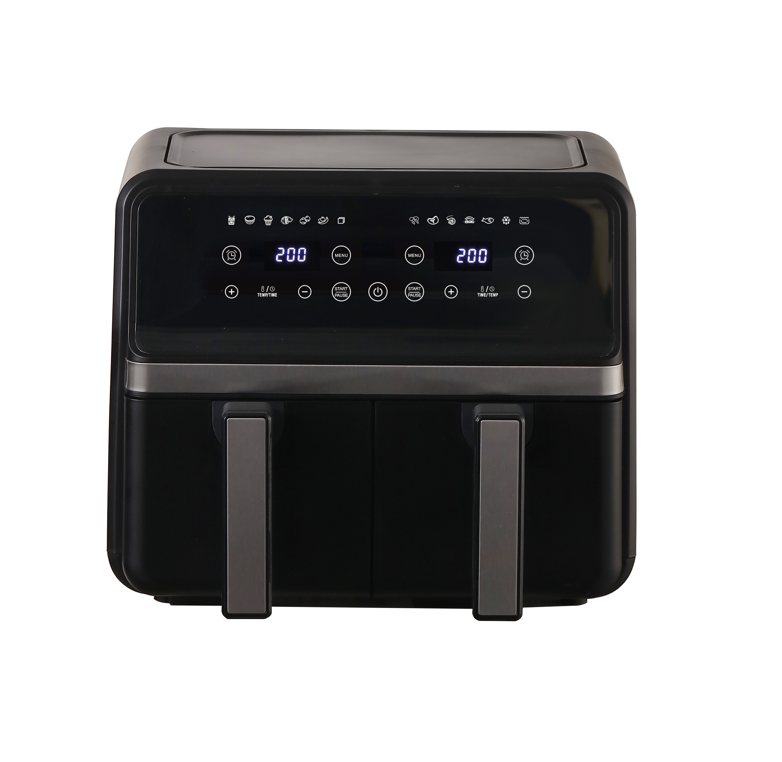 Modern Double Pot Electric Air Fryer with Digital Display Multifunctional Square Shape Household Plastic Electric Air Fryer