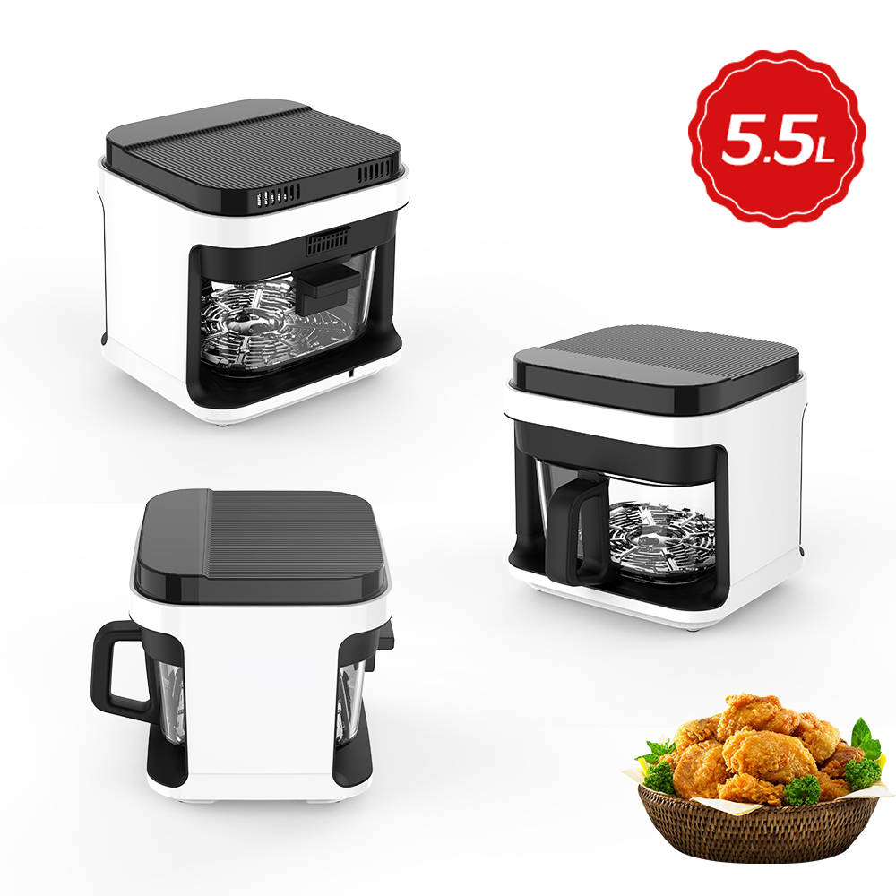5.5L Liter 1200W Healthy Electric Smart Air Fryer 360 Visible Digital Fryer Air Fryer Oven Without Oil