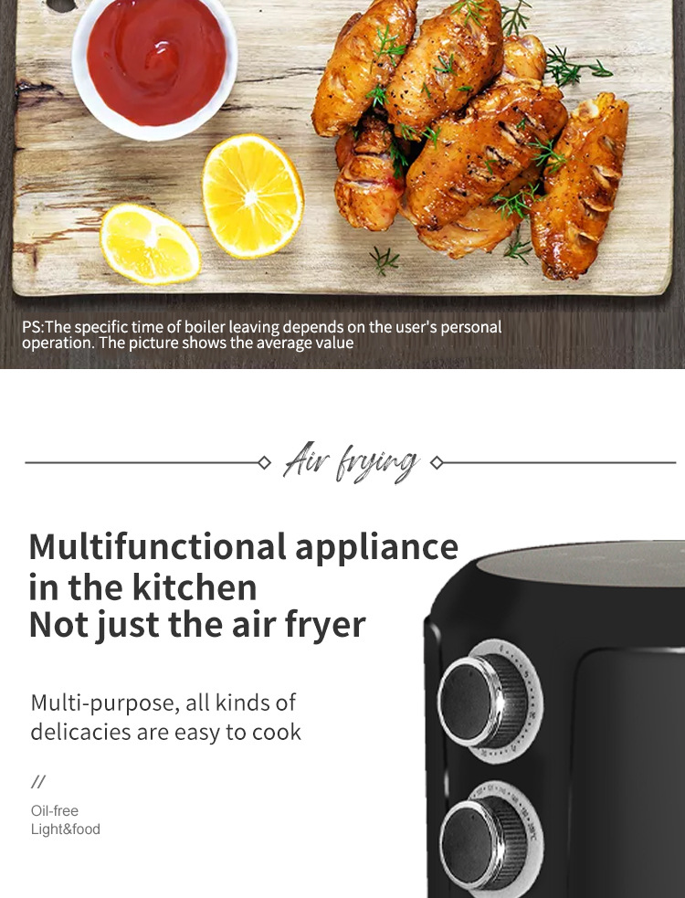 2.8L Large Capacity Multi Function Digital Control App-Controlled Plastic Air Fryer Electric Cooker Oil Free Fry