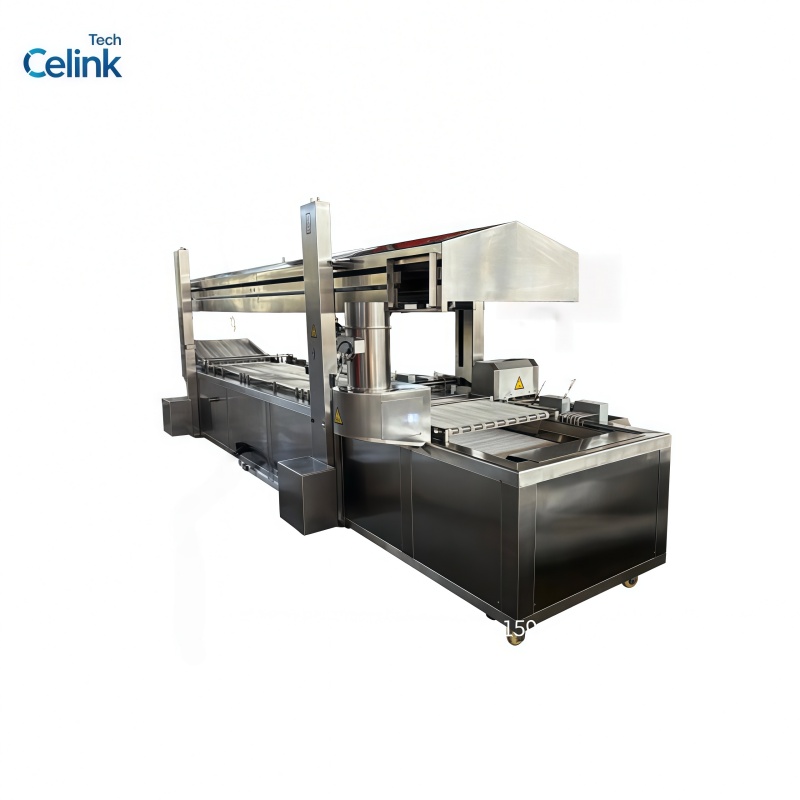 Industrial Continuity Deep Fryer For Plantain Chips Chicken Snacks Nuts Tofu Puff Continuous Fryer Steam Fryer