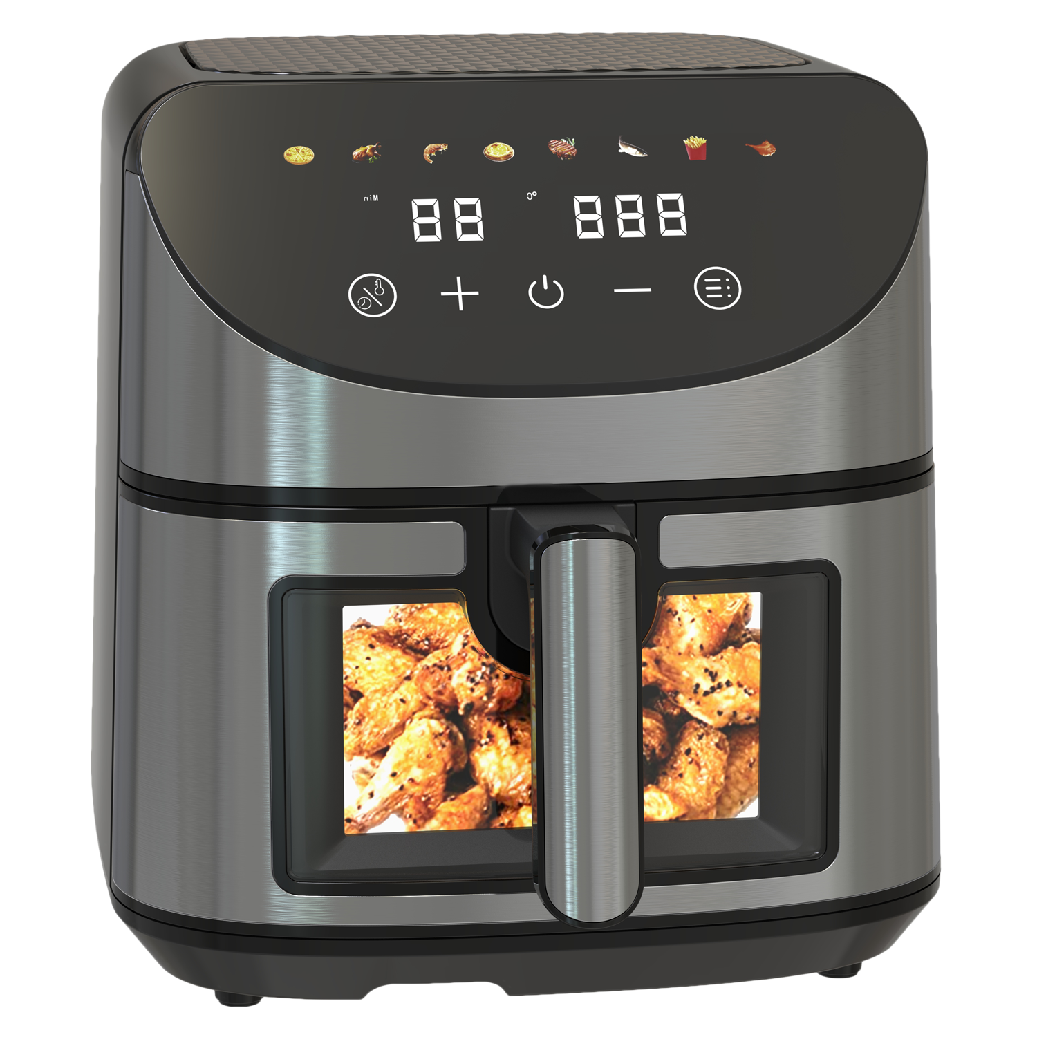 1700W Smart Air Fryer With 8L Large Digital LCD Touch Screen Clear Visual Cooking Window Nonstick Coating