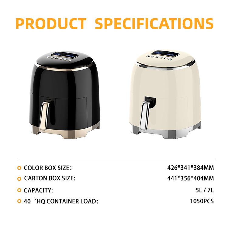 2026 New Eye-Catching Cream Round Digital Air Fryer Healthy Oil-Less Cooking Compact Kitchen Appliance with Sleek Home Design