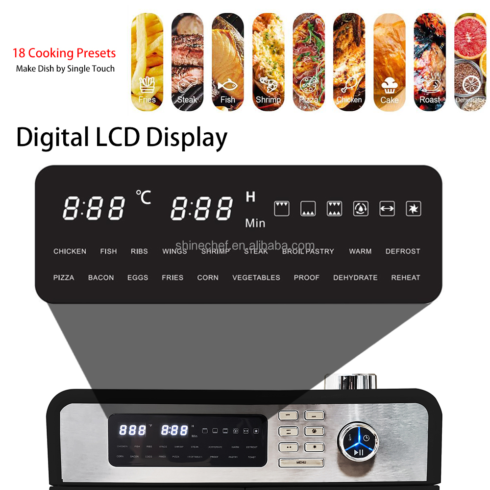 Big Volume Convection Oven Horno Freidora De Aire French Doors Digital Countertop Air Fryer Oven Combo With Visible Window
