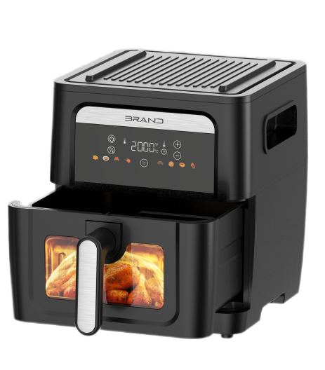 8L Square Electric Air Fryer Smart Touch Screen LCD Display | Customizable Healthy Oil-Free Cooking for Household & Hotel Use