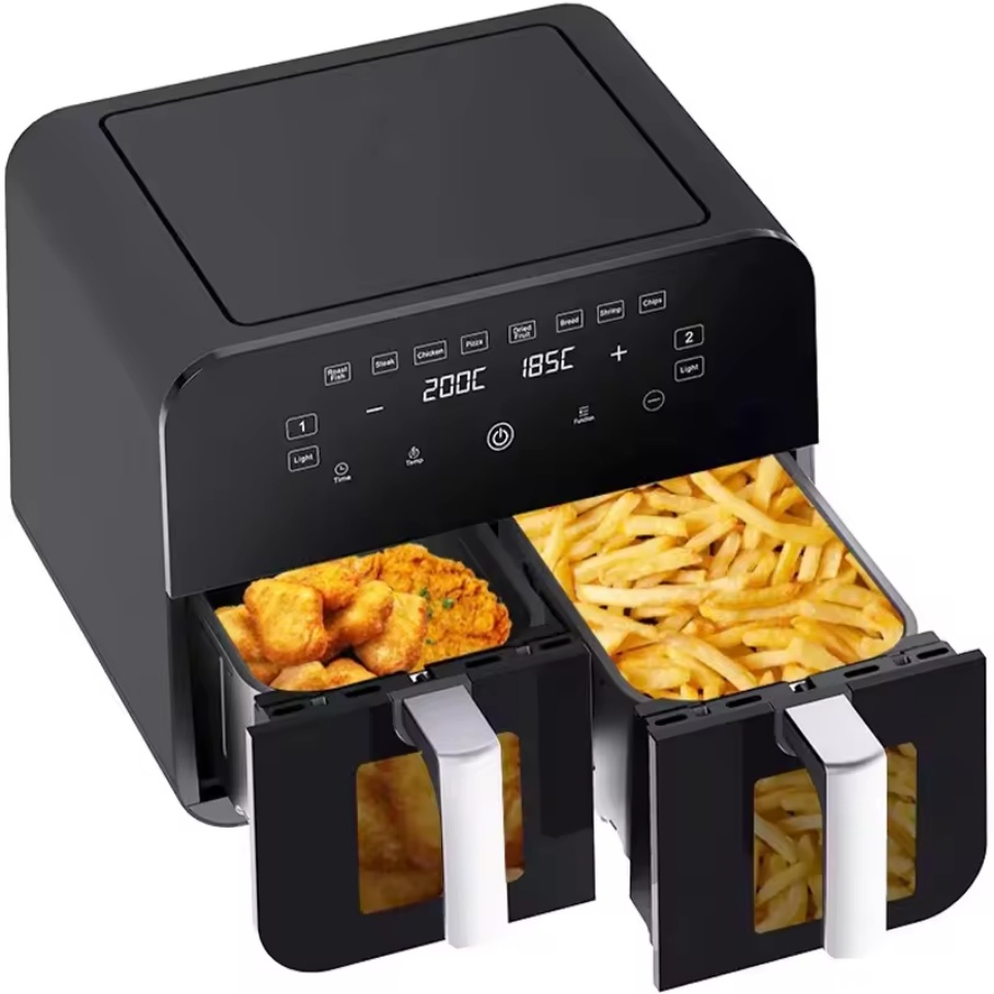 2000W Dual air Fryer 8.2L CNC Intelligent Display Modern Style Oil-free Weight Loss Pot Dual Basket Intelligent air Fryer