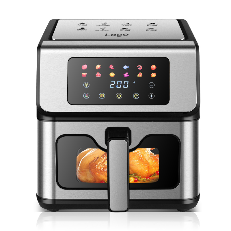 Large 8L Stainless Steel Air Fryer with Touch Screen Control Automatic Flip Outdoor Use Energy Saving Modern Design