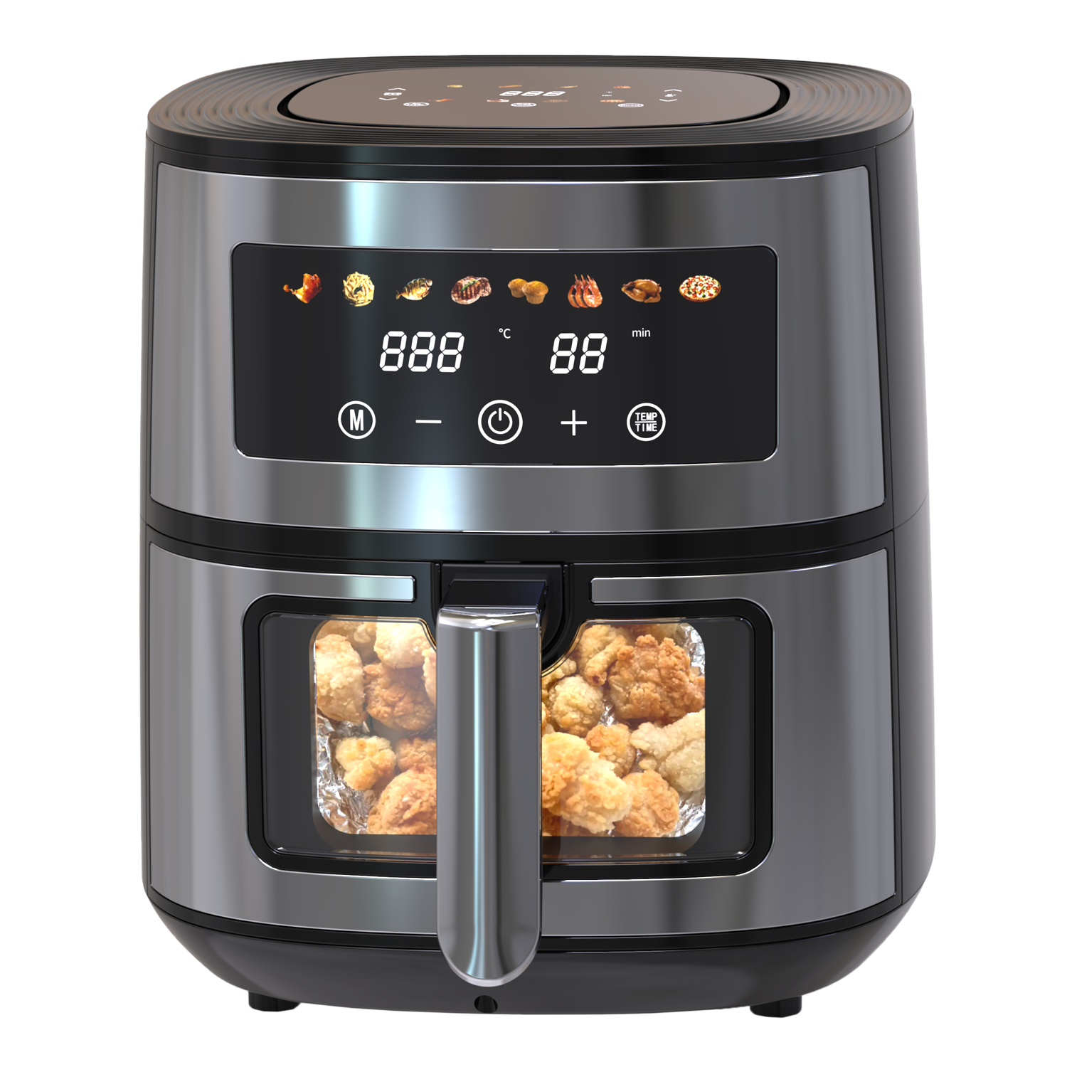 BSCI CB CE LVD EMC 5.5L Large Digital LCD Touch Screen Visual Cooking Window 1700W Smart Air Fryer Detachable Inner Basket