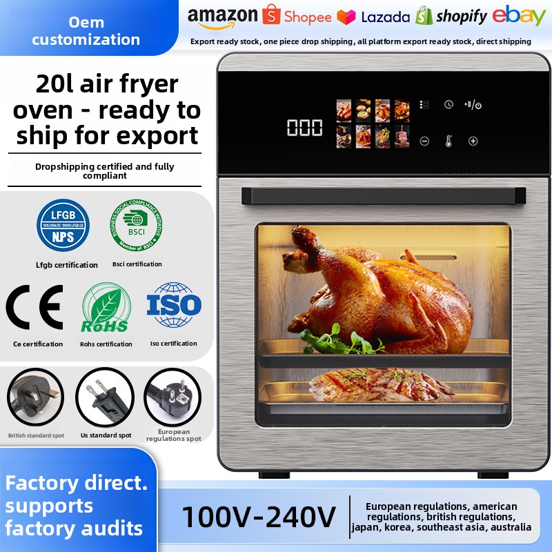 Air Fryer New Model Household 10L Touch Control Transparent Window French Fries Maker Multi-Functional Electric Plastic Overheat