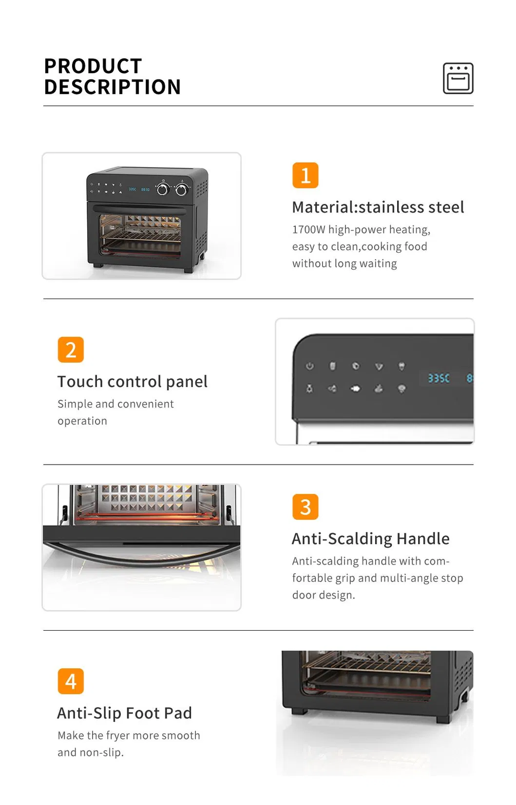 Convection Oven Air Fryer Oven Detailed View