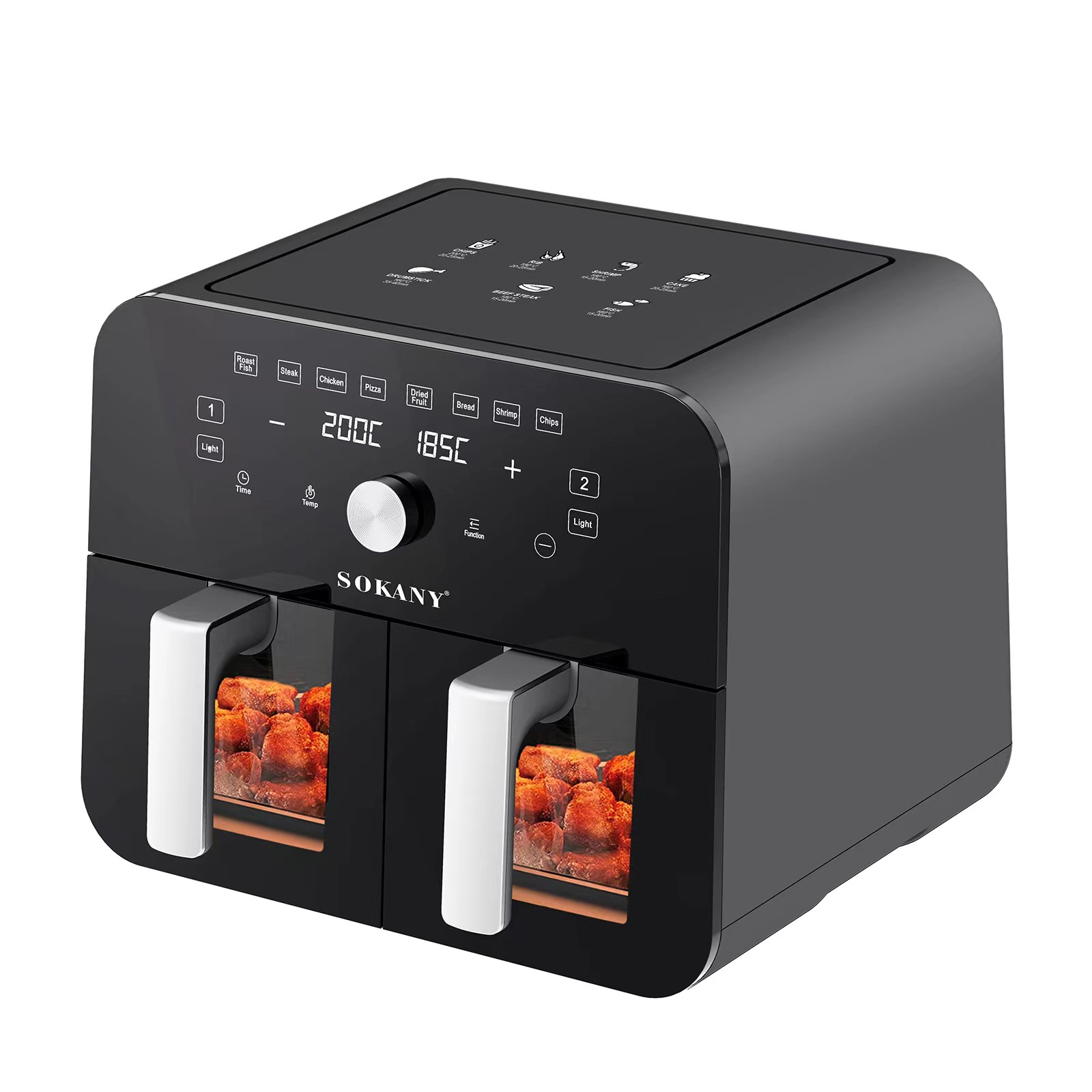 HOT Selling Family Size Dual Double Basket 10L 1200W Electric Deep Air Fryer With Two Cooking Zones 2 Basket Air Fryers