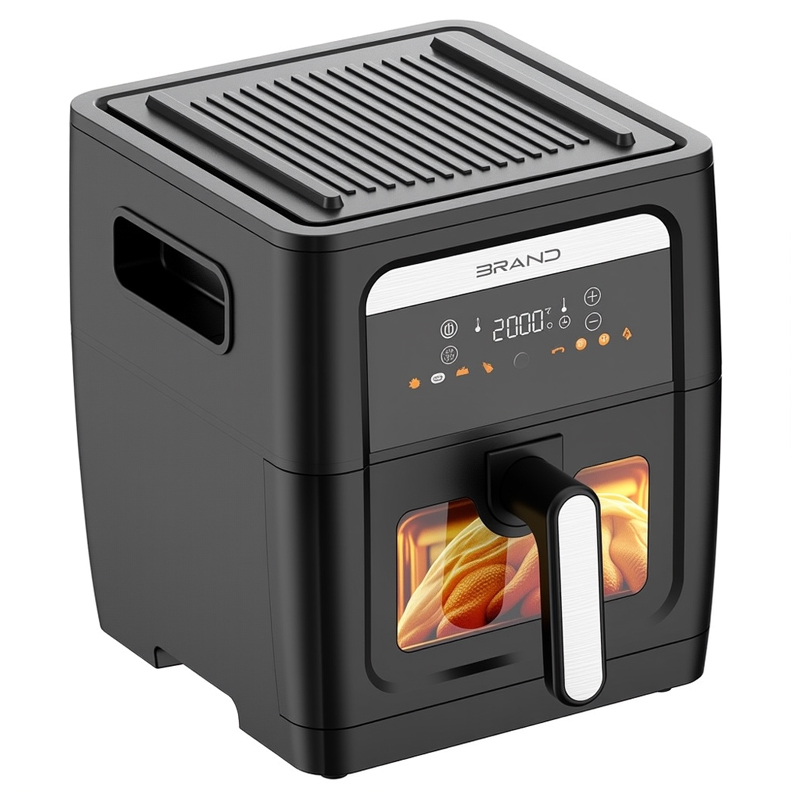 8L Square Electric Air Fryer Smart Touch Screen LCD Display | Customizable Healthy Oil-Free Cooking for Household & Hotel Use