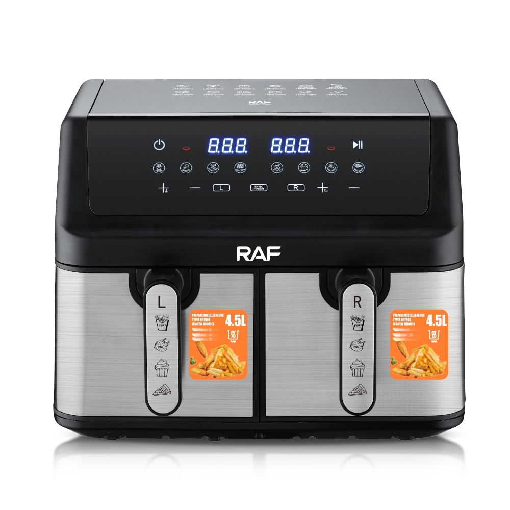 RAF R.5382 Touch Screen Air Fryer New Dual Fryers Black Color Multi-functional Stainless Steel Cooking Machine