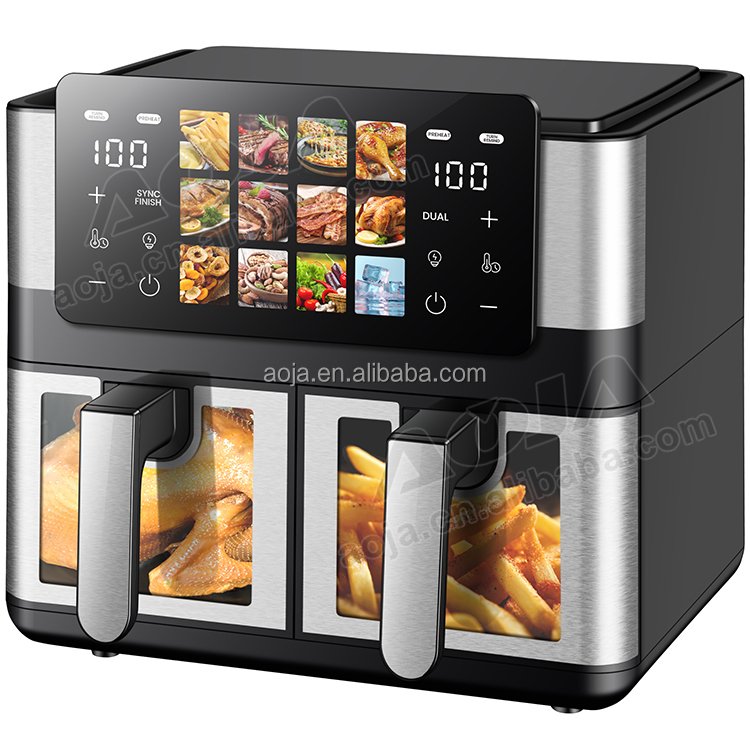 Professional 10L Digital Air Fryer Double Drawer Freidora De Aire Kitchen Appliances Dual Stainless Air Fryer With Visual Window