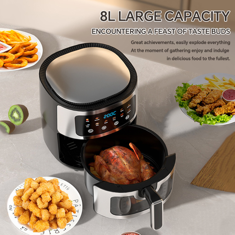 8L Stainless Steel air Fryer Without Smart Electric Digital Touch Screen Air Fryer Oil Free Professional Home Appliance air Frye