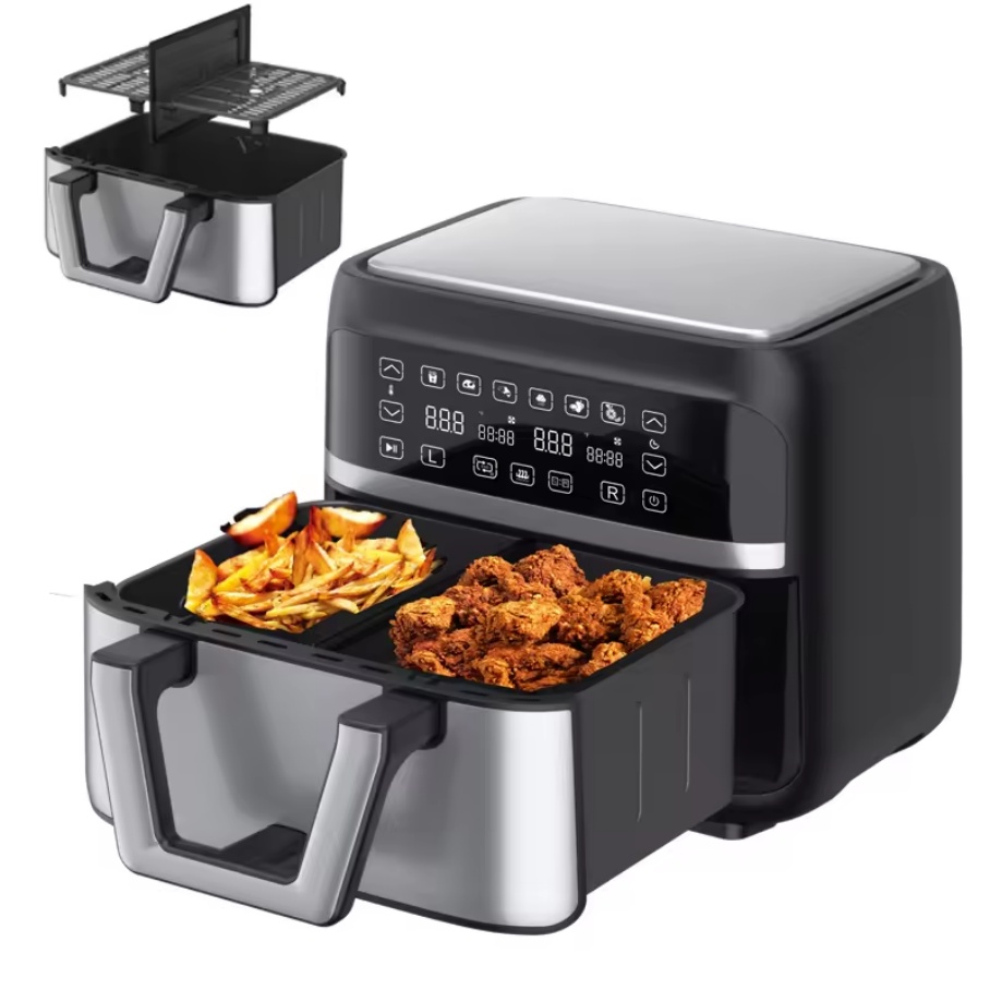 2000W Dual air Fryer 8.2L CNC Intelligent Display Modern Style Oil-free Weight Loss Pot Dual Basket Intelligent air Fryer