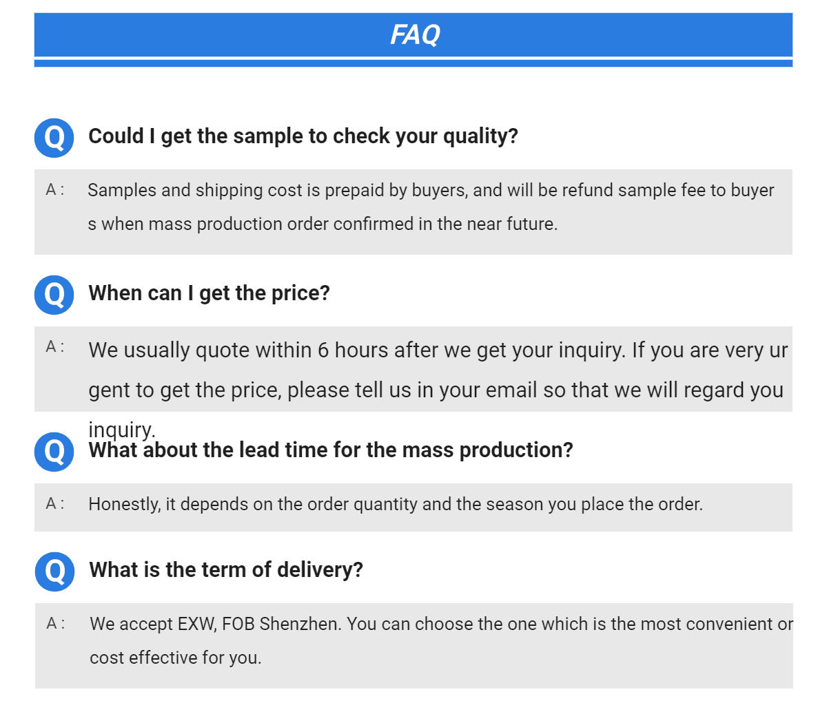 FAQ Visual Reference