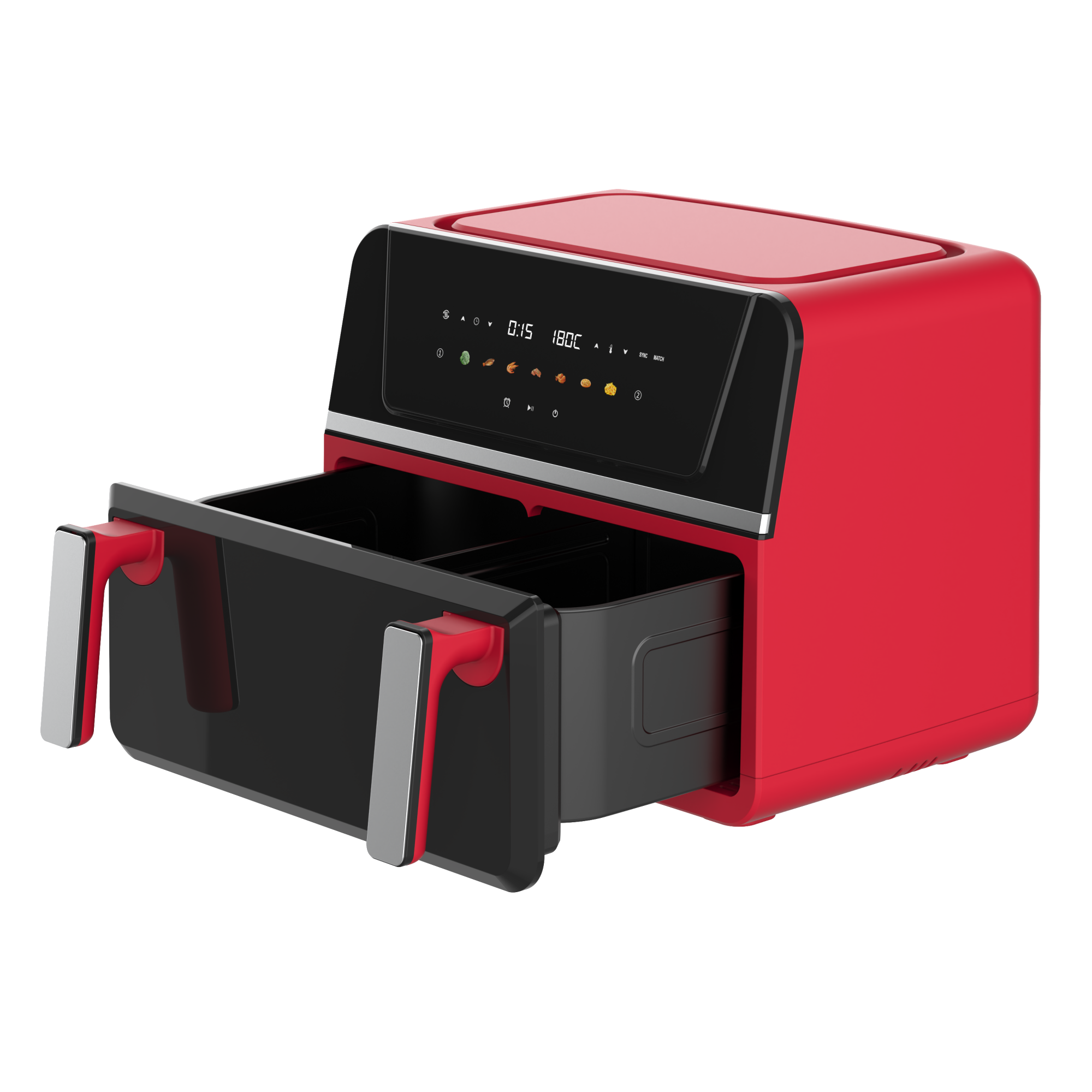 Dual Basket 10L Air Fryer Oven 1700W Touchscreen Control Easy Clean Non-Stick for Home Kitchen