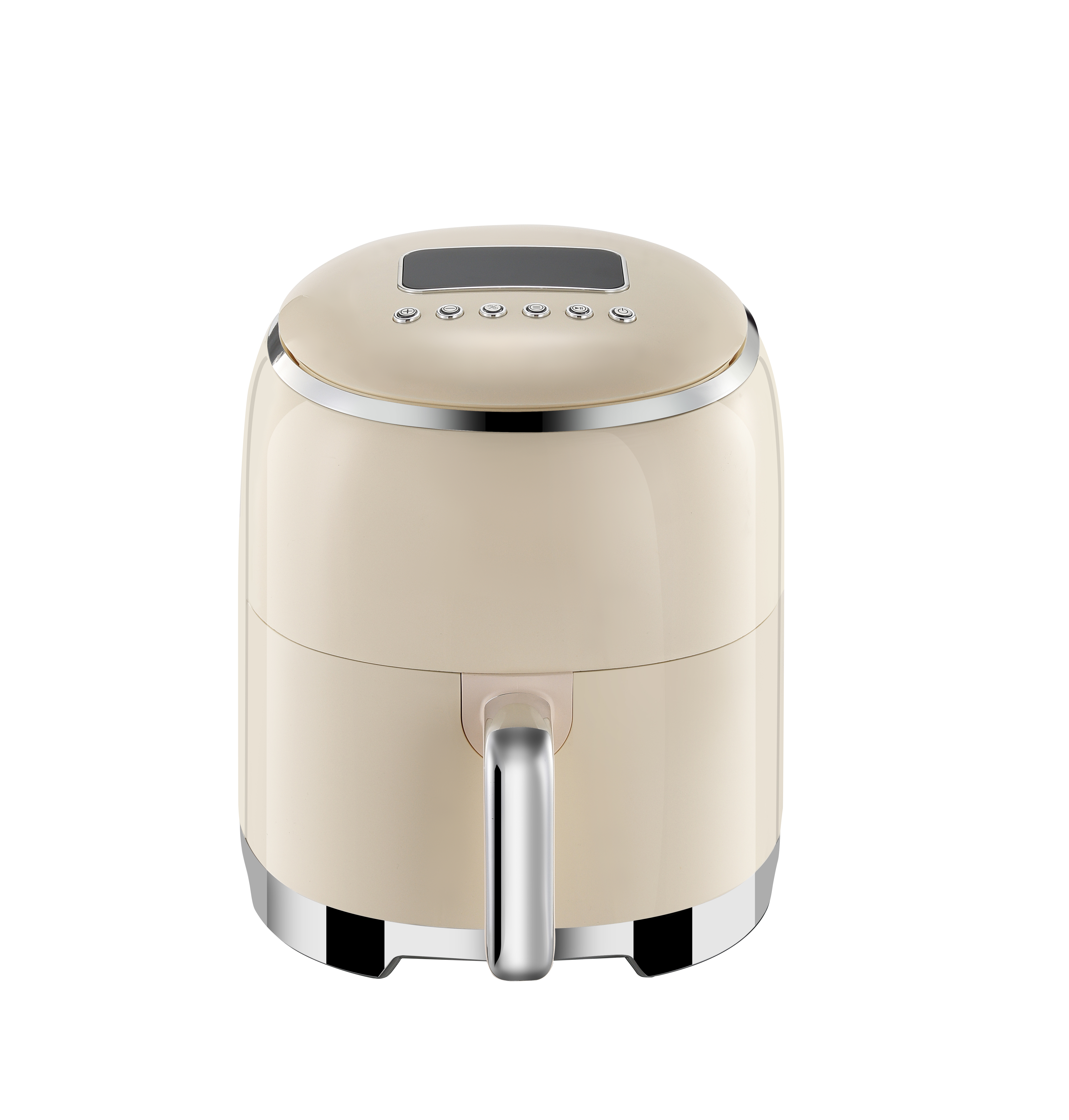 2026 New Eye-Catching Cream Round Digital Air Fryer Healthy Oil-Less Cooking Compact Kitchen Appliance with Sleek Home Design