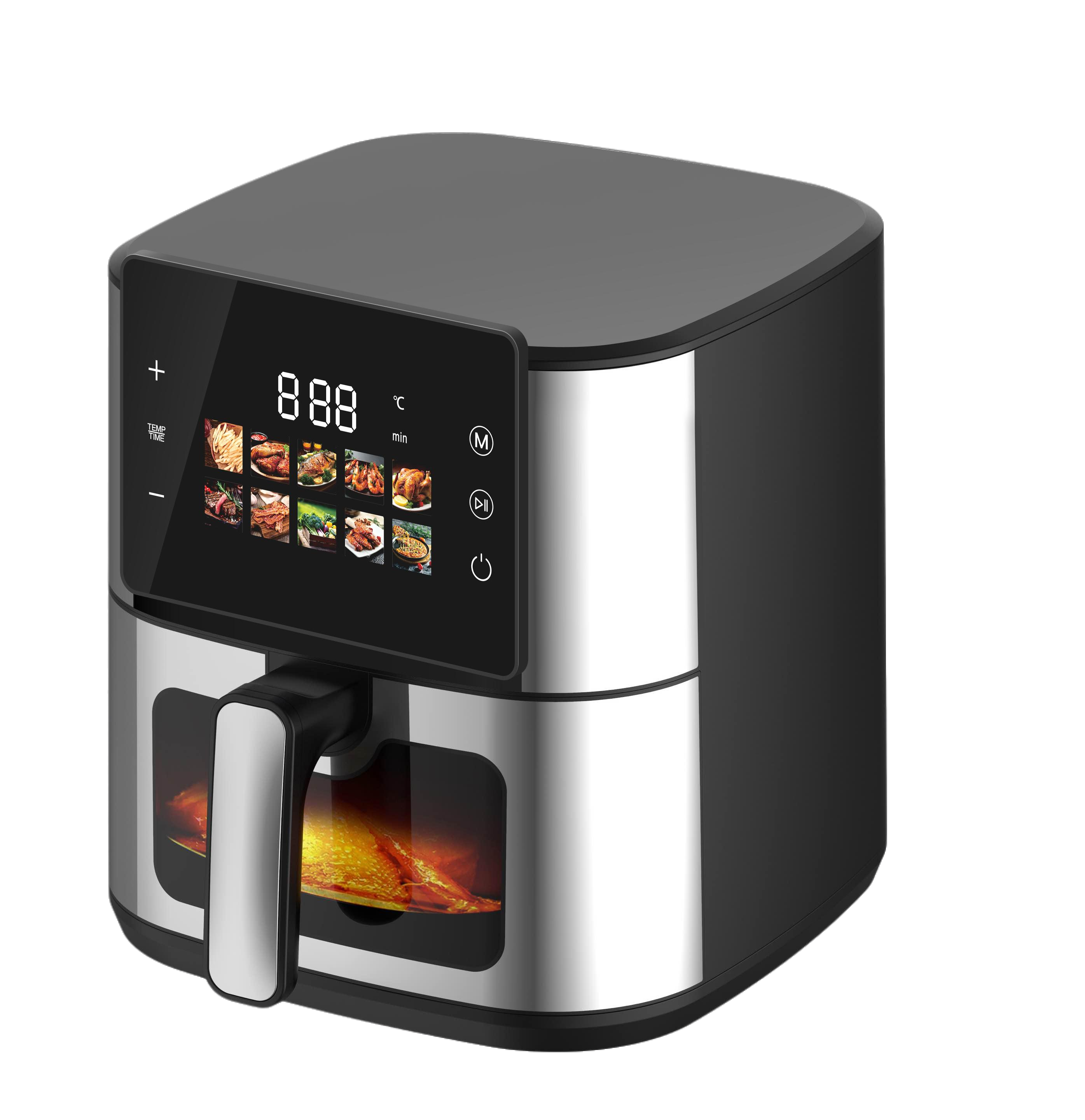 8L Square Electric Air Fryer Smart Touch Screen LCD Display | Customizable Healthy Oil-Free Cooking for Household & Hotel Use