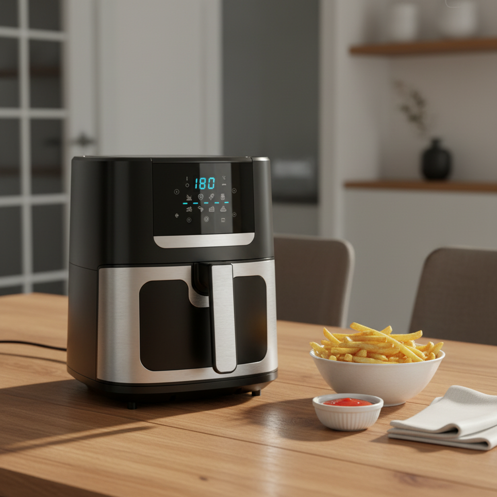 1800W Electric Digital Control 10L Capacity Air Fryer LCD Display Non-Stick PTFE Coating Overheat Protection Energy-Saving Fast