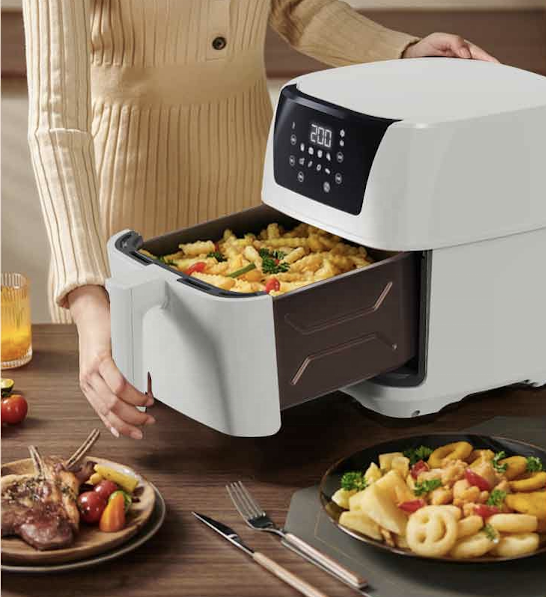 New Design 6.5l Smart Air Fryer Nonstick Oil Free Deep Fryer French Fries Multifunctional Air Fryers