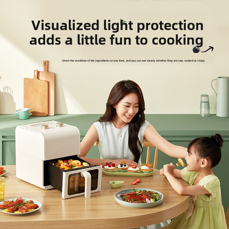 Japanese Shansi Air Fryer Household Visualized Smart Electric Multi-function Bruno Same Style 5L Large Capacity Non-Stick Liner