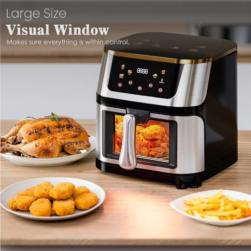 Large Capacity Stainless Steel Touch Control 10L Smart Air Fryer for Family Roasting