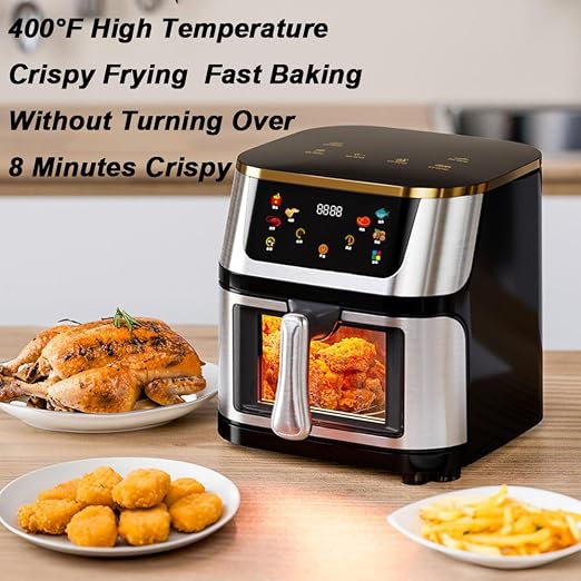 10L Square Large Capacity Smart Touch Air Fryer Multifunctional Electric Oven Oil Free for Household Daily Use