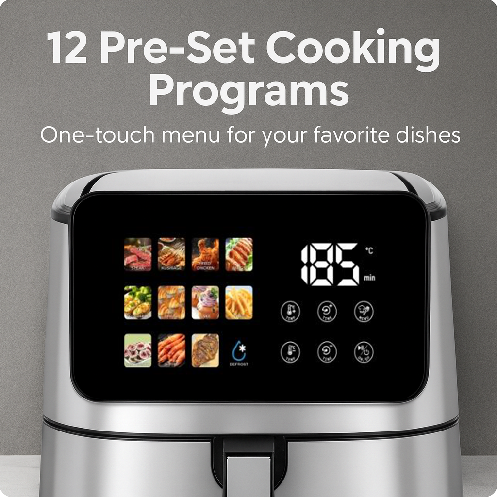Customizable 8L Hot Dual Heating Air Fryer Without Oil Touchscreen Digital Electric Deep Air Frier Fryer With Visual Window