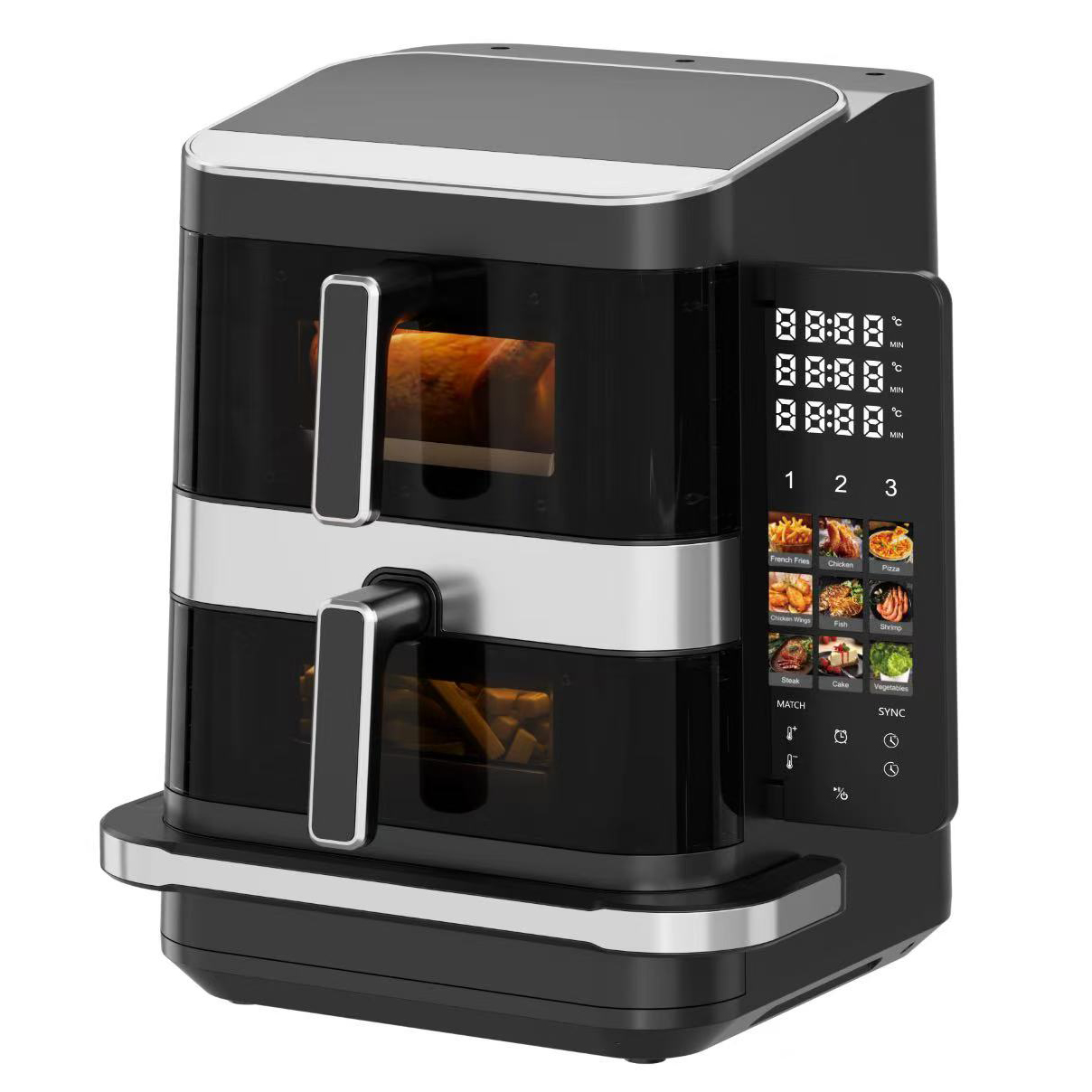 3 Pot in 1 16L 6L+4L+10 Inch Pizza 2800W Digital Freidora De Aire Foldable 15 16 Liter Smart Double Triple Stack Air Fryer