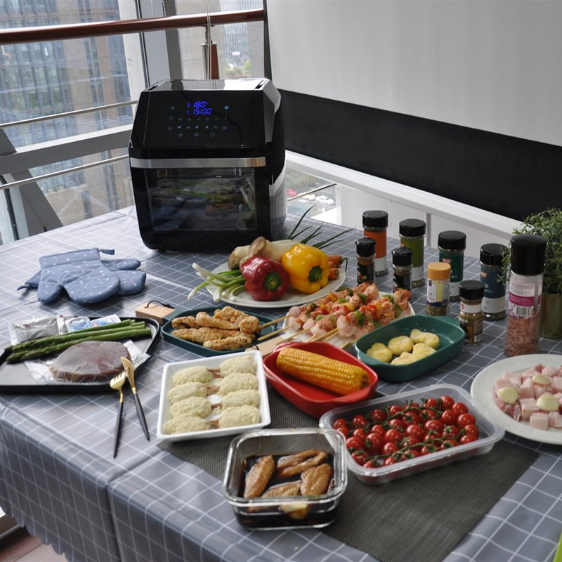 9 in 1 Multifunction 12L Digital Air Fryer Oven Commercial Cooker Rotating