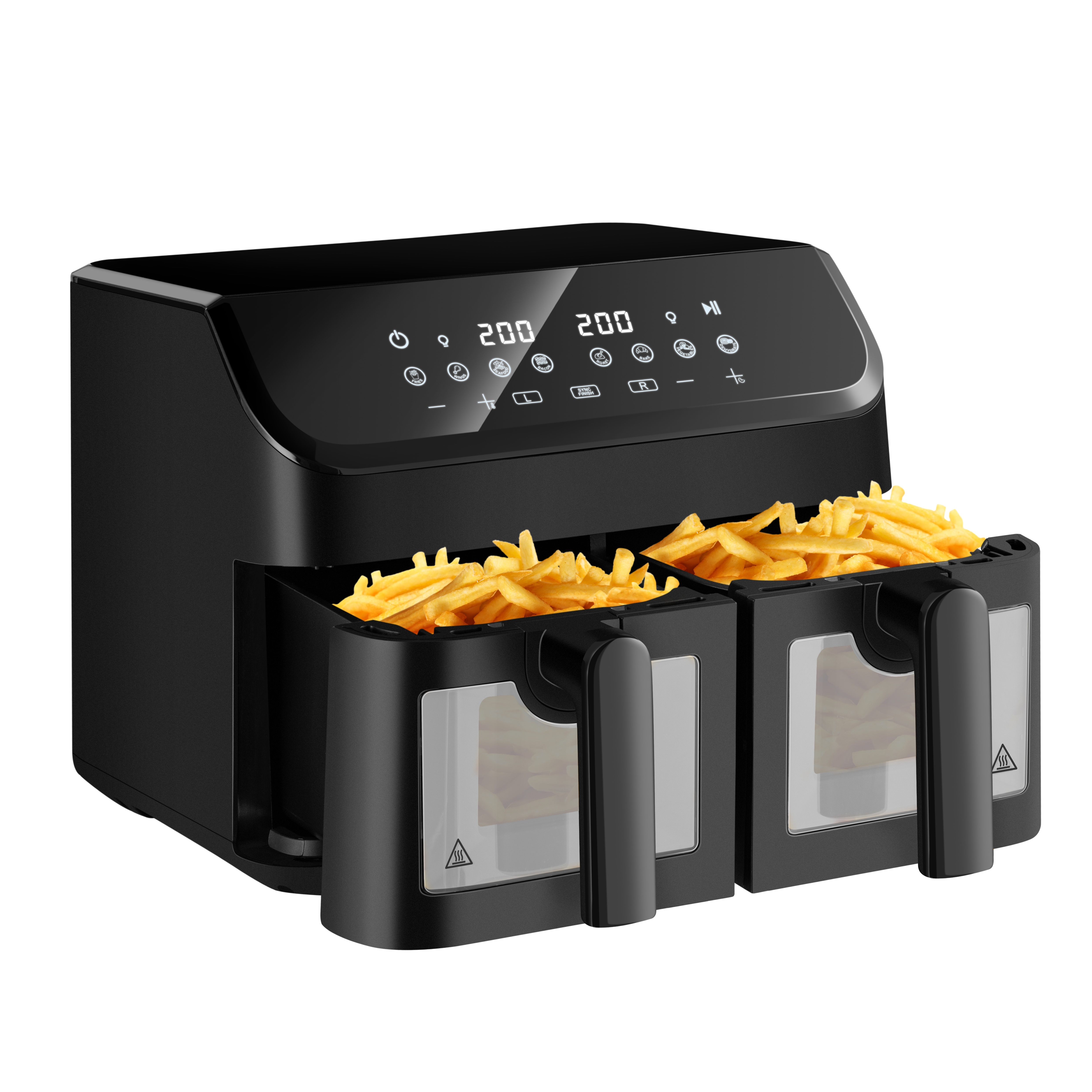 High Quality Oil-free Visual Window Fryer 4.5L*2 New Multifunctional Double air Fryer square Dual Air Fryer Oven