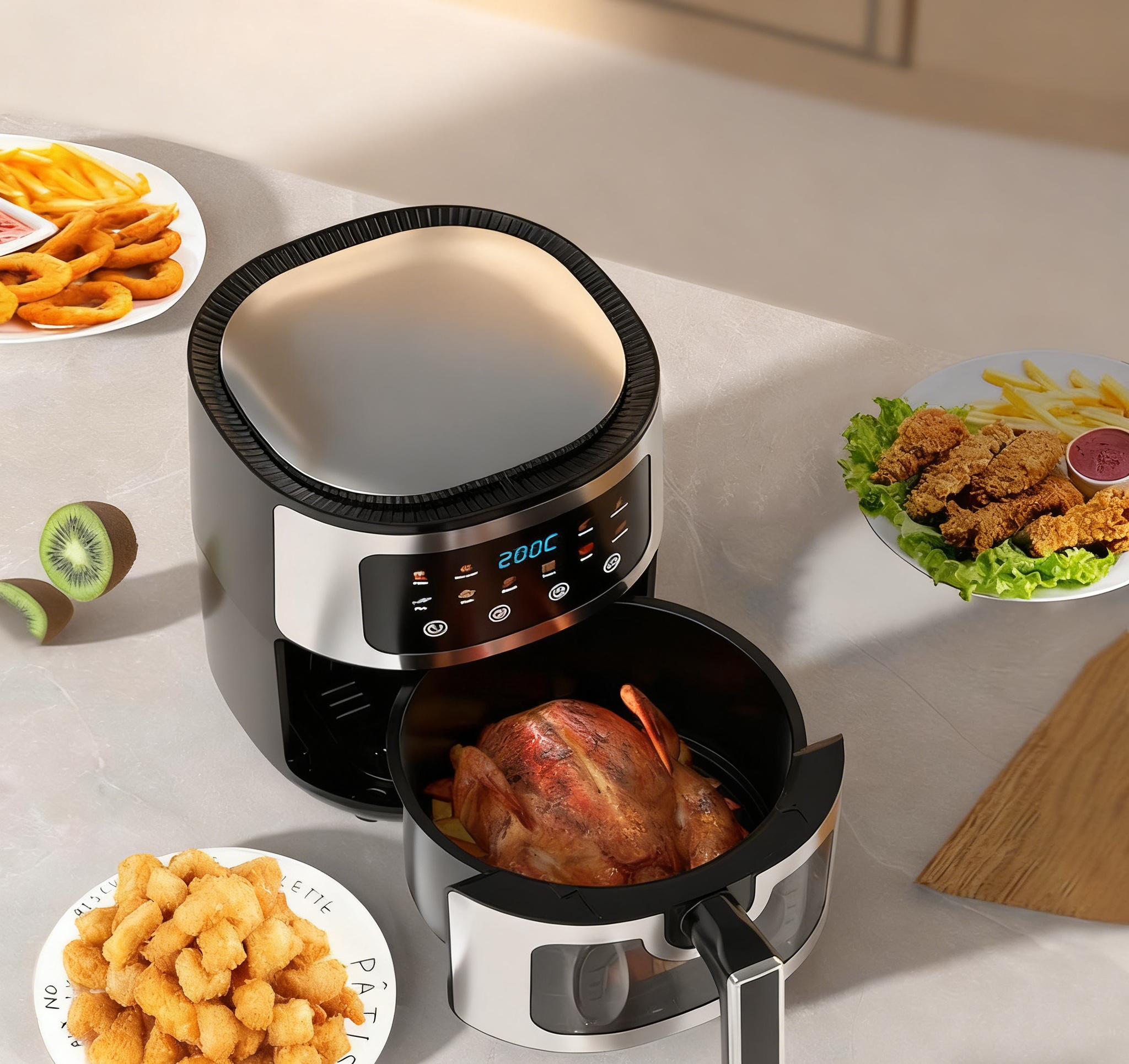 Best Hot Sale 8L Digital Touchscreen Non Stick Basket Easy Clean Multiple Recipes Air Fryer Smart Kitchen Appliance for Family