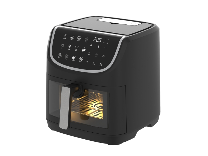 8L 1800W Square Digital Control Oil-Free Electric Plastic Household Two Heater Element Color Touch Screen Smart Air Fryer