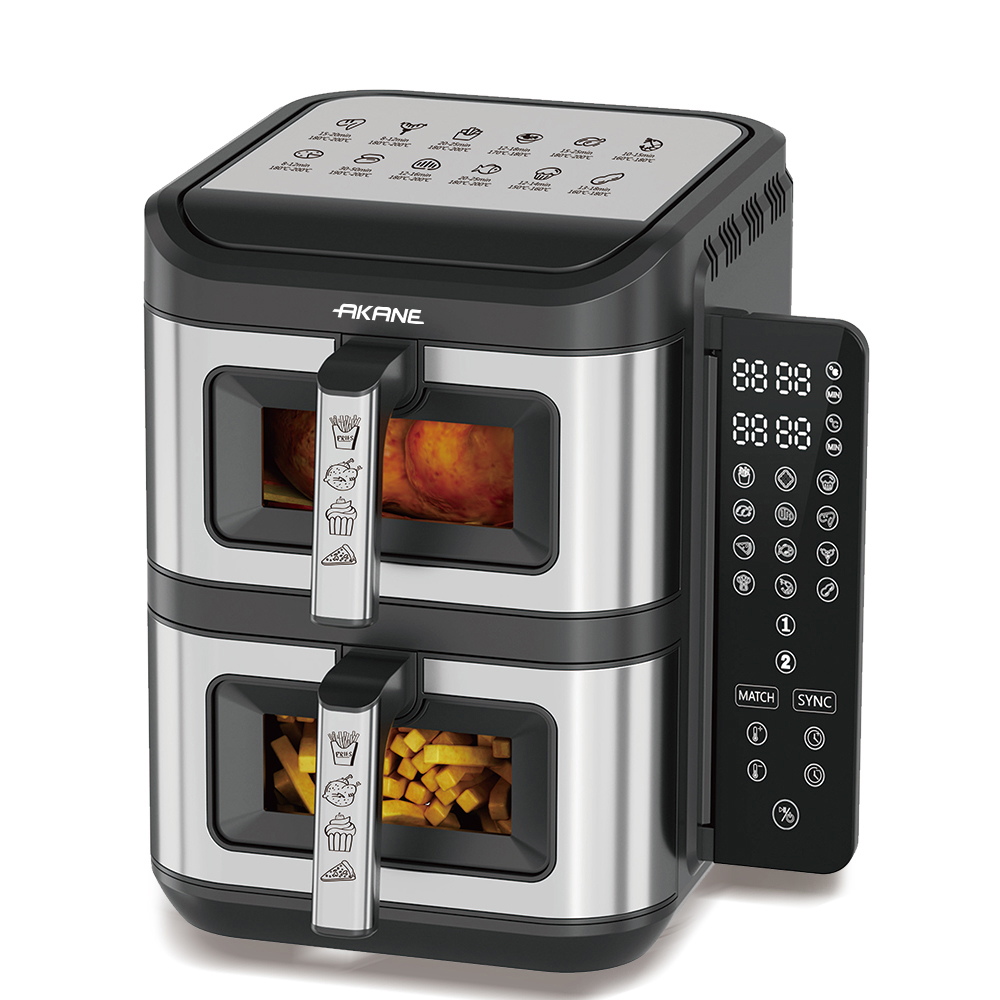 AKANE Dual Drawer Air Fryer 2800W Multi Purpose Cooking System with 360 Degree Air Circulation and 12L Large Capacity
