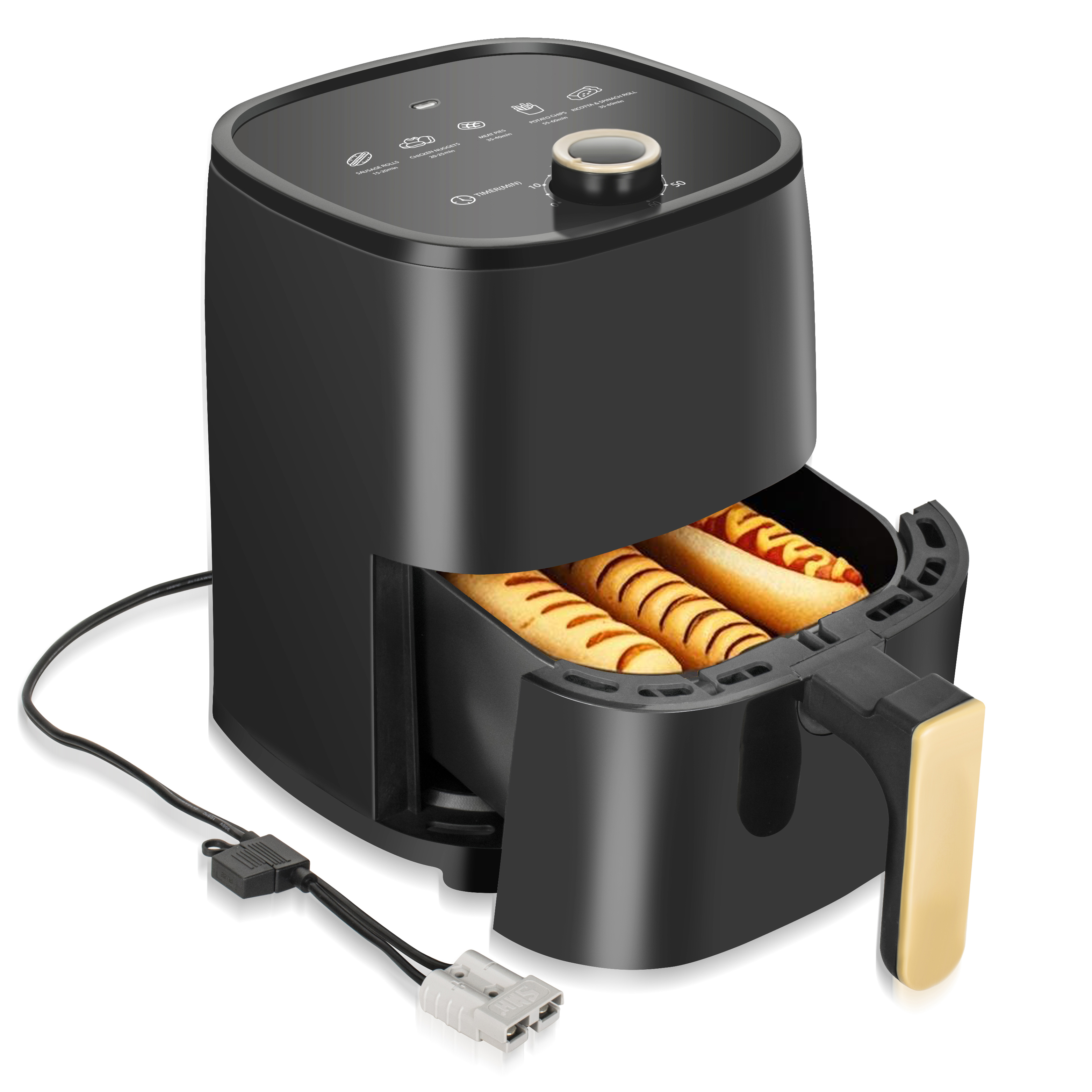 12V Car Air Fryer 3L Compact Design 250W Portable Cooking For Camping, RV, Truck With Auto Shut-Off Bake/Roast/Reheat