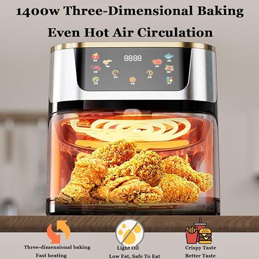 10L Square Large Capacity Smart Touch Air Fryer Multifunctional Electric Oven Oil Free for Household Daily Use