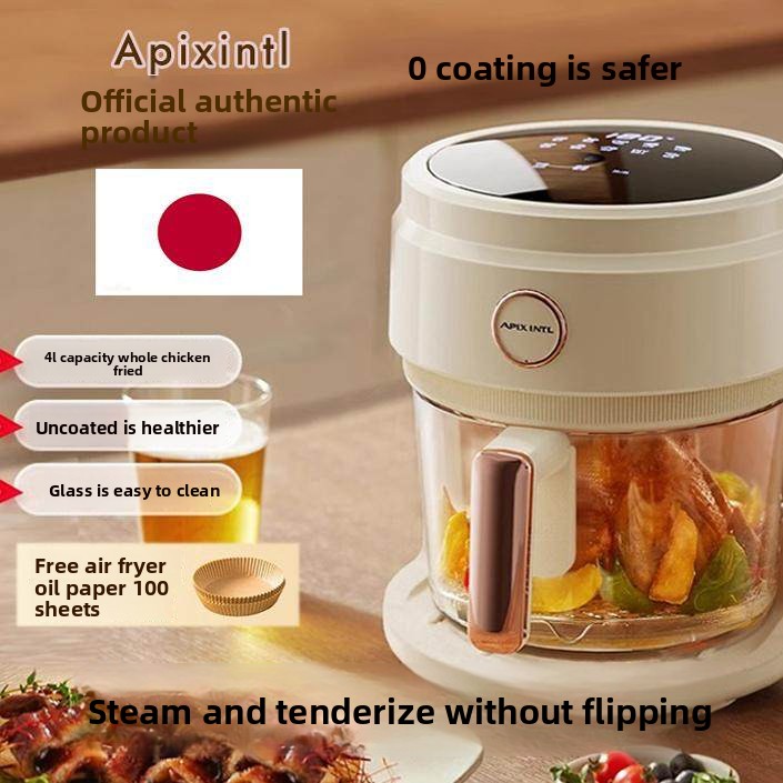Apixintl 4L Air Fryer Glass Household New Visual Multifunction 2024 Smart Electric