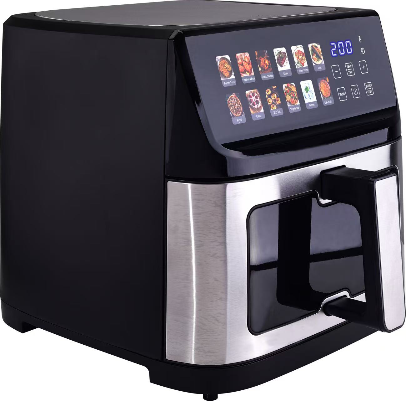 Factory Directly Selling 11L Large Capacity Multi-functional Digital Air Fryer With Big Color Screen and Visible Window