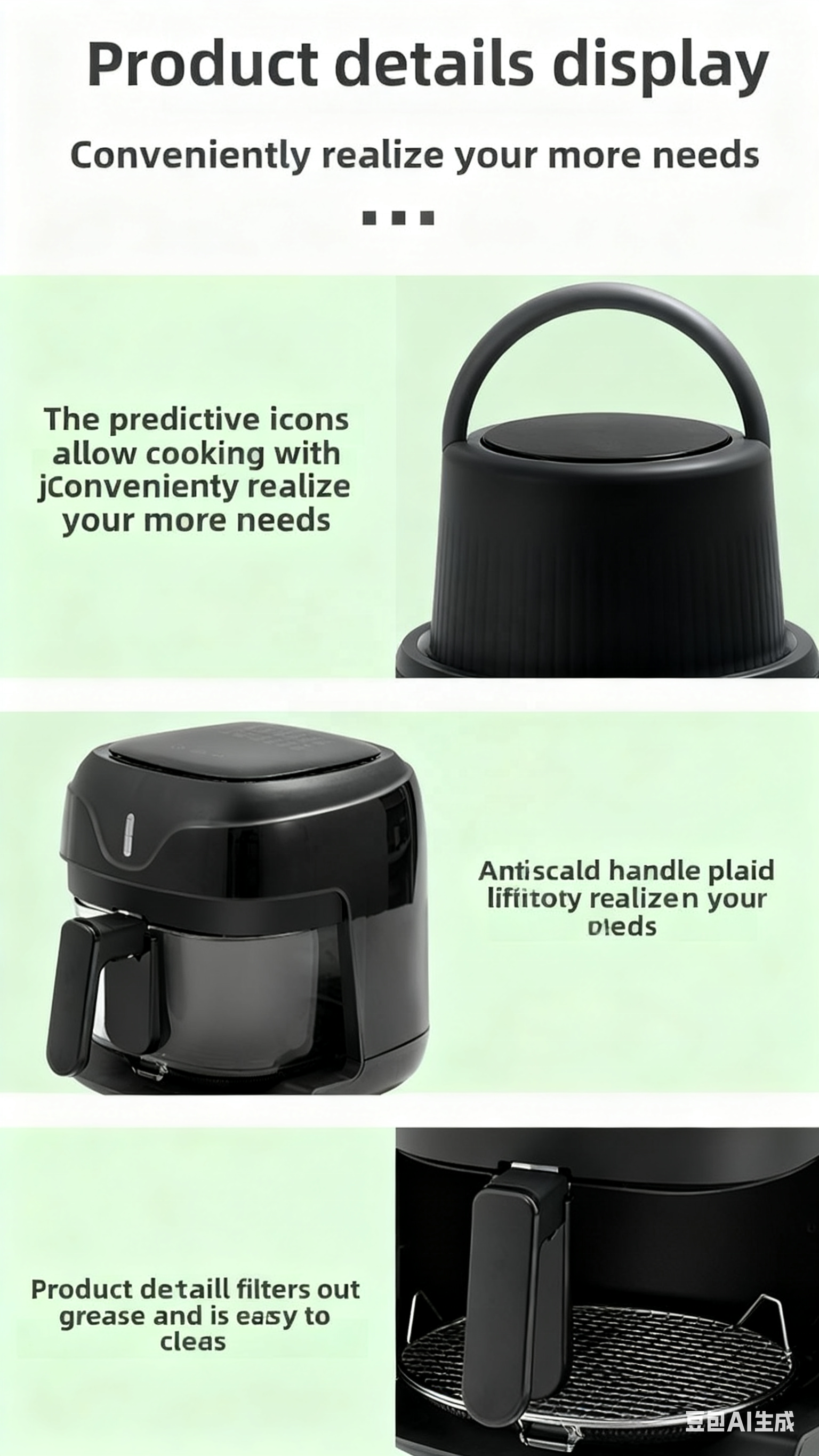 5L Glass Oil-Free Electric Multifunctional Air Fryer for Family Cooking-Bake Roast Reheat with Digital Control