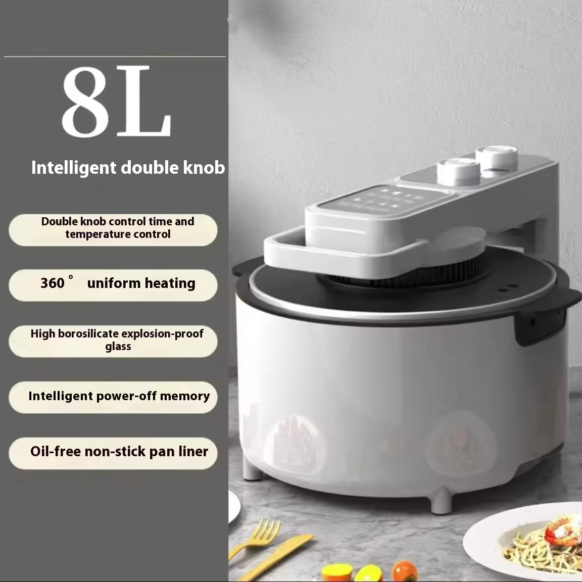 Compact Steam 8L Air Fryer with Digital Control for Hotel Car RV Commercial Household