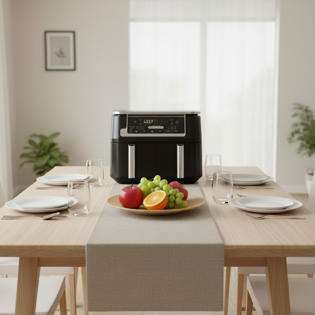 10 Quart 6-in-1 Dual-Zone Smart Air Fryer 2 Baskets Smart Thermometer Perfect Doneness 1 Year Warranty Plastic