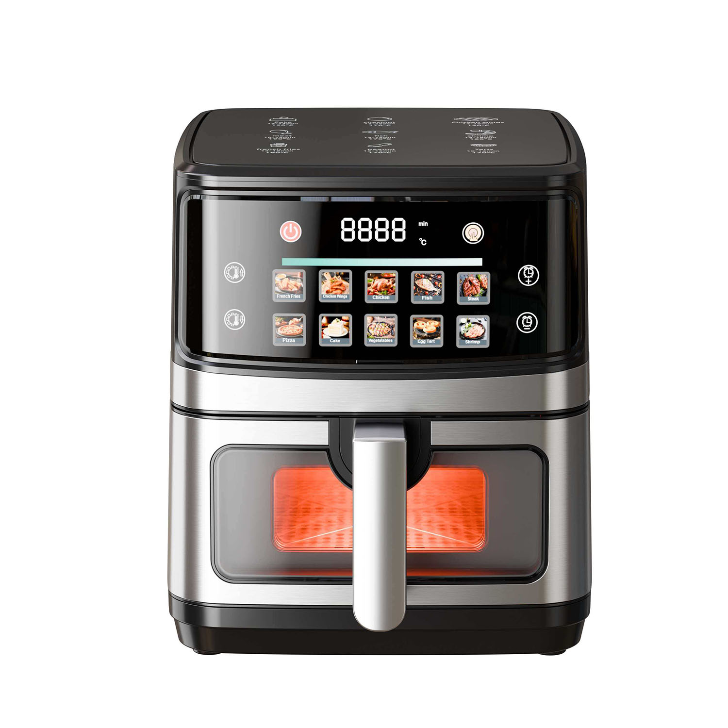 Stainless Steel Air Fryer 6L 1400W Metal Chamber Non-Stick Coating Timer Wholesale 110-220V Commercial Use