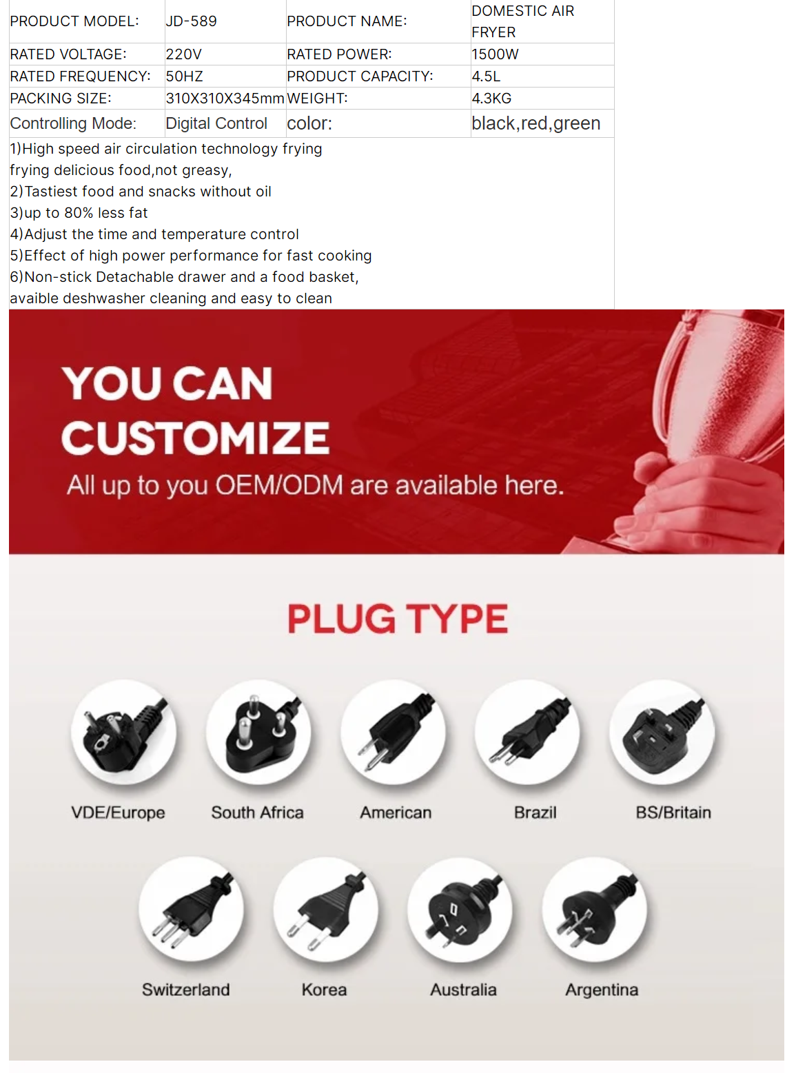 Multi-function Air Fryer Details