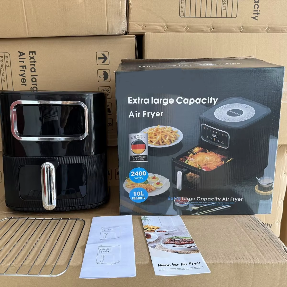 10L Cross-Border Visible Air Fryer Modern Square Design Smart Electric Multifunctional French Fries Machine Household Hotel