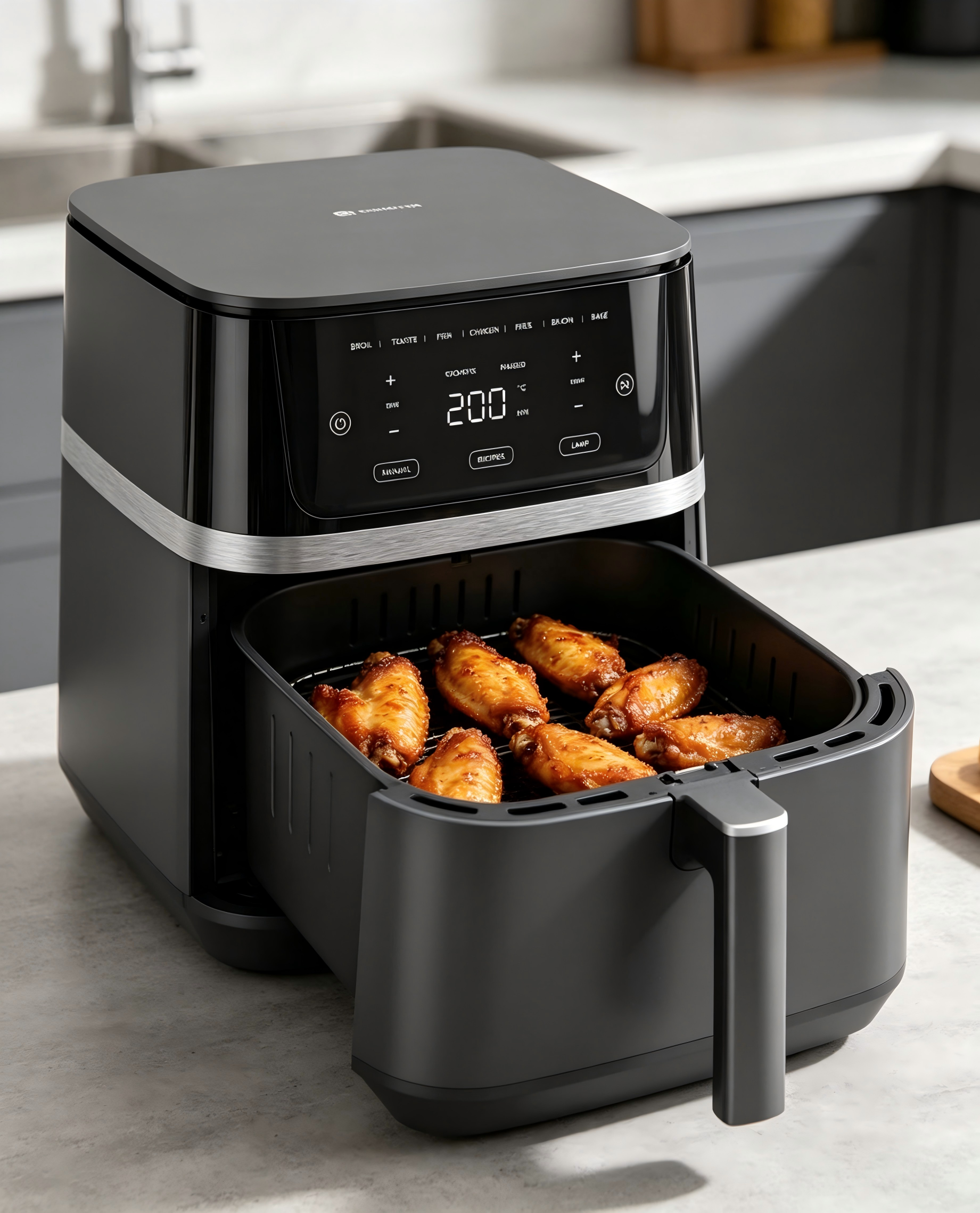 Large 10L Family Size Air Fryer 2000W Adjustable Saving Oil-Less Fryer Cool Touch Design Full Certifications for Home Use