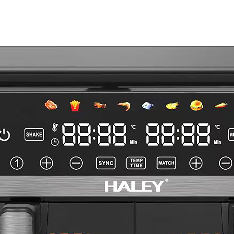 HALEY 14L Dual Basket Air Fryer 2800W 7L+7L Independent Dual Zone Visible Window Touch Screen Sync Match CE GS OEM ODM Custom
