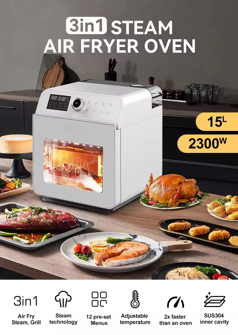 Smart Kitchen Appliances Steam Oven air Fryer 15L with Wifi Function App Online Recipes Rotisseries air Fryer Oven Digital