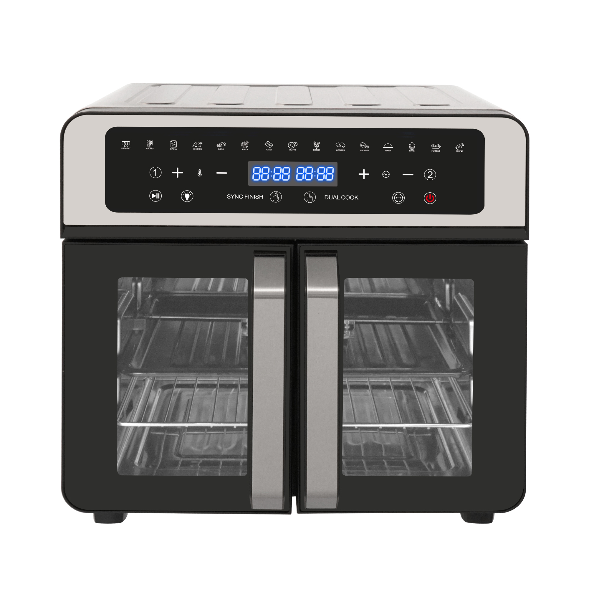 2024 Guangdong Stainless Steel French Door Digital Air Fryer Oven 23L Rotating Toaster Oven Convection Electric Air Oven