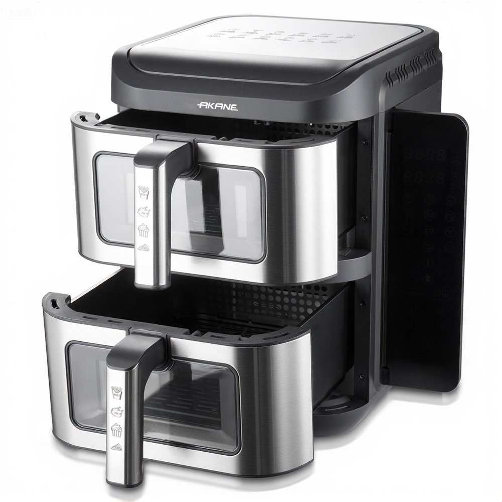 AKANE Dual Drawer Air Fryer 2800W Multi Purpose Cooking System with 360 Degree Air Circulation and 12L Large Capacity
